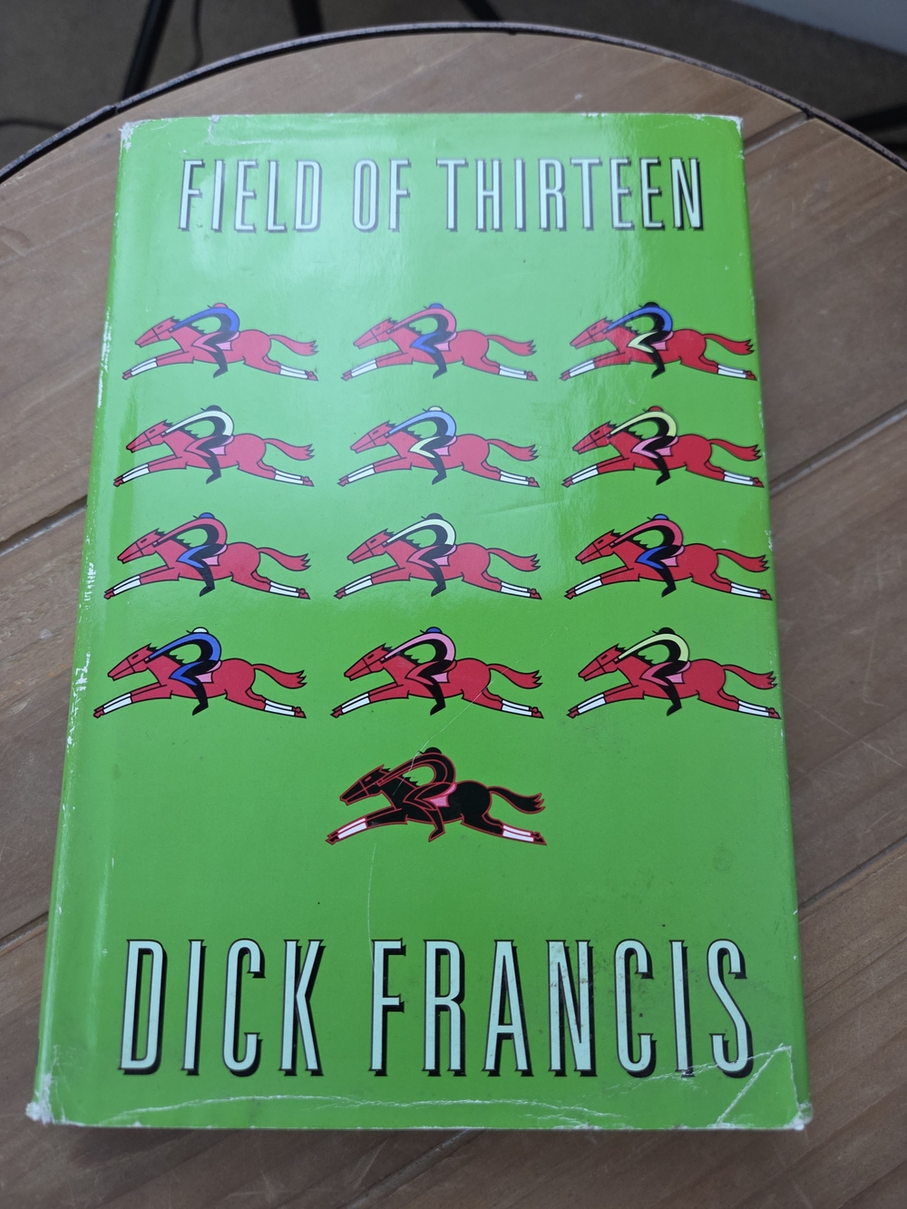 Field of Thirteen by Dick Francis - Bright Green Cover